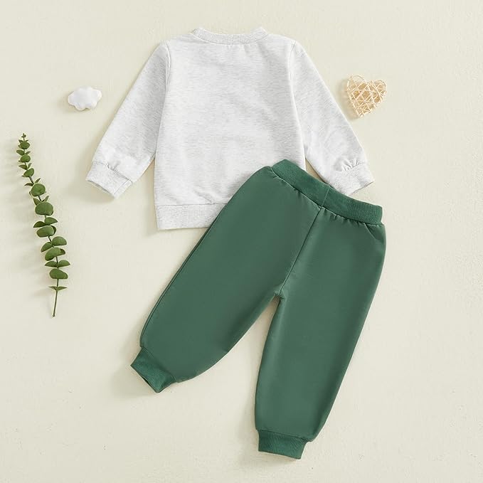 Fernvia Toddler Baby Boy Clothes Set 2T 3T 4T 5T Truck Excavator Print Long Sleeve Sweatshirt Elastic Pants Fall Outfits