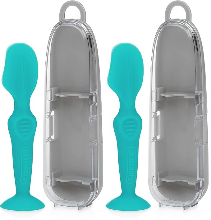 Dr. Talbot's Diaper Cream Brush for Babies - Diaper Rash Cream Applicator with Suction Base and Hygienic Case - Mini Size - Aqua Blue, (Pack of 2)