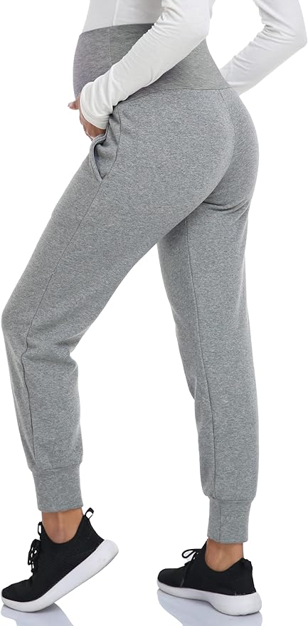 AMPOSH Women's Maternity Pants Stretchy Lounge Workout Sweatpants Casual Loose Comfy Pregnancy Joggers with Pockets