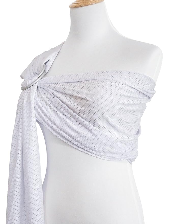 Baby Water Ring Sling Carrier | Lightweight Breathable Mesh Baby Wrap for Infant, Newborn, Kids and Toddlers | Perfect for Summer, Swimming, Pool, Beach | Great for Dad Too White