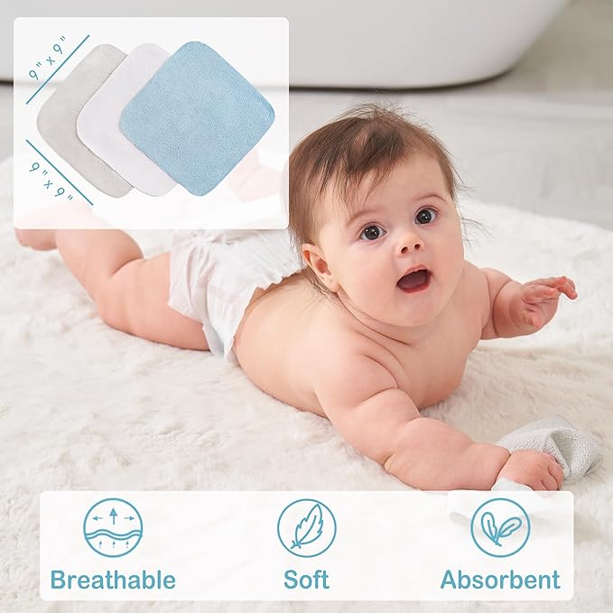 Viviland Baby Towels and Baby Wash Cloths Set Hooded Baby Towels Baby Wipes Absorbent Bath Face Towels Burp Cloths or Face Towels for Girl Boy 6-Pack Size 28 x 28 Inch(Lion)