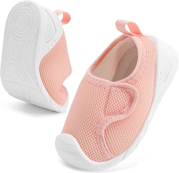 Baby Boys Girls First Walking Shoes Wide Toe Box Infant Sneakers Lightweight Breathable Slip On Barefoot Shoes