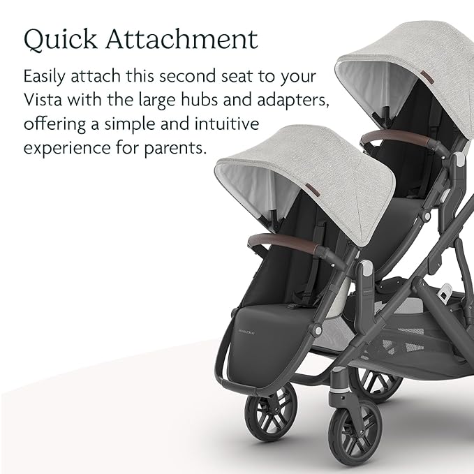 UPPAbaby RumbleSeat V2+ Second Lower Seat/Compatible with Vista V2 and Vista V3 / Adapters, Bumper Bar, Bug Shield Included/Anthony (White+Grey Chenille/Carbon Frame/Chestnut Leather)