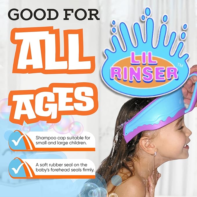 Shampoo Visor by Splash Guard, Comfort Seal Baby Bath Shampoo Shower Cap, Gentle Rinse and Shield Bath Hat for Toddlers and Babies, Protects Eyes, Ears, and Face