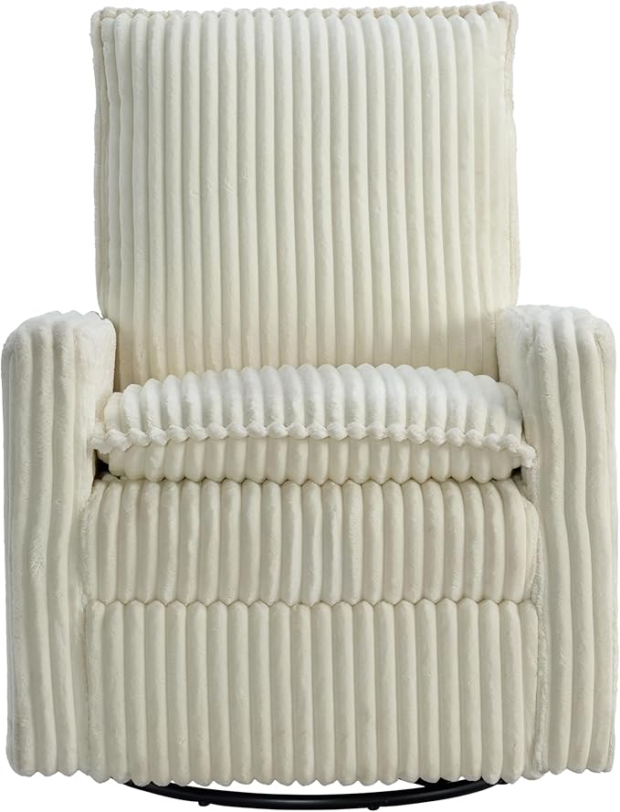 Oxford Baby Uptown Upholstered Swivel Glider and Recliner Nursery Chair - Corduroy, Pearl White