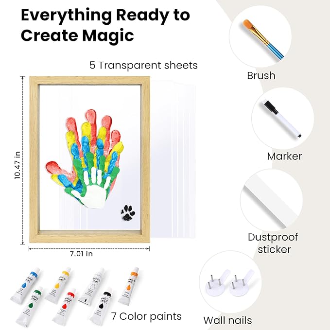 Omrhvi Family Handprint Kit, DIY Craft Keepsake, Hand Print Photo Frame, Family Gifts for New Mom, New Baby, New Parents, Grandparents, Mother's Day, Father's Day, Adoption Day, Anniversary