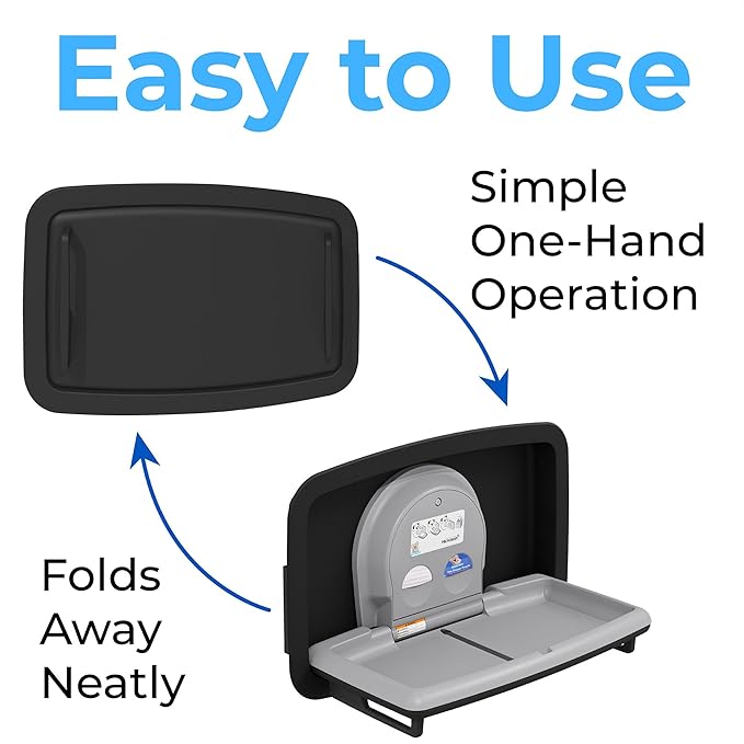 Koala Kare Baby Changing Station Horizontal Recessed-Mounted, Model KB310- SSRE-MBLK (Matte Black)