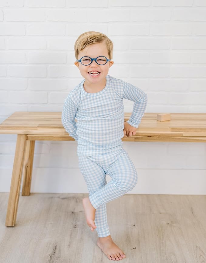 moimoln Baby Toddler Pajama Set Snug-Fit Cotton Modal Sleepwear, Leopard, Check & Solid Mix (6M-8Y, 1/2 Pack)