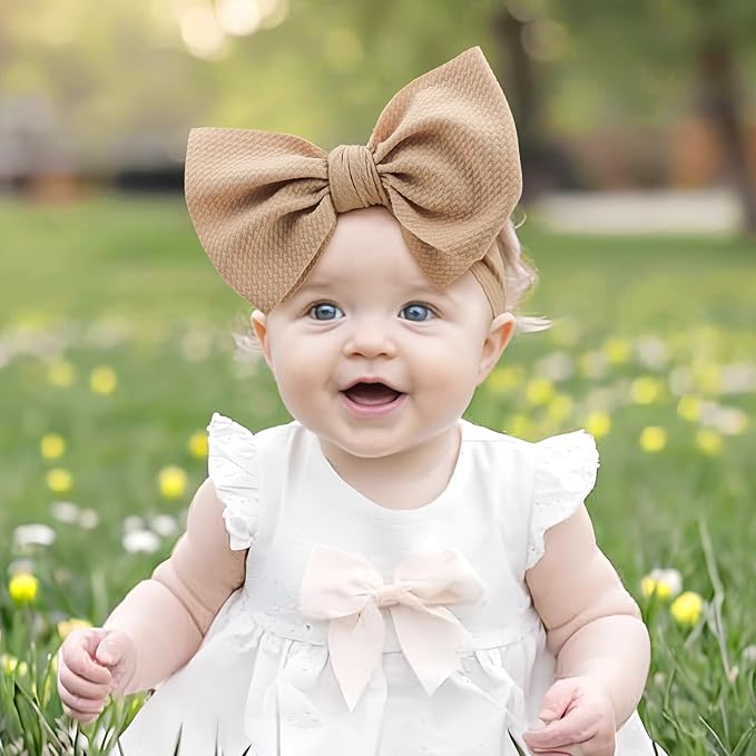 Super Durable Soft Knot Headbands with Hair Bows Infant Toddlers Kids Hair Accessories Beige Black Headband for Newborn Baby Girls