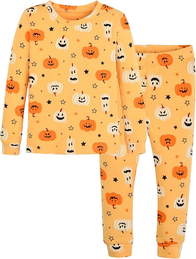 moimoln Sibling Matching 6M-8Y Soft Warm Cotton Modal Character Long Sleeve Snug-Fit Pajama Long Sleeve Sleepwear Daily