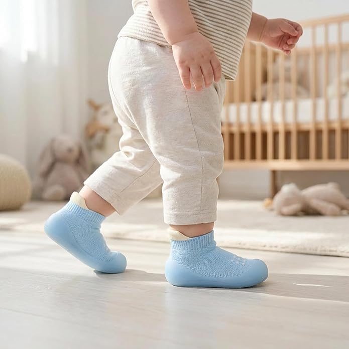 Hstyle Baby Sock Shoes Toddler Walking Shoes Infant Non-Slip Slippers Soft Rubber Sole Sneakers for Baby Boys Girls