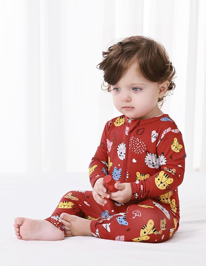 Baby Zippered Rompers Newborn Pajamas Sleepers Long Sleeve Jumpsuits Infant Zipper Romper-Viscose from Bamboo