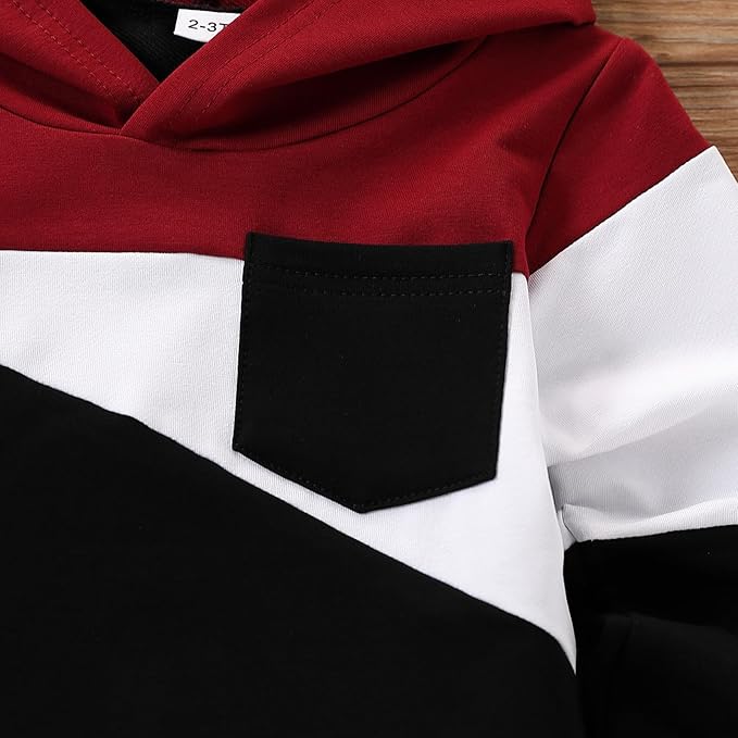 2-6T Toddler Baby Boy Clothes Color Blocking Hoodies + Pants Fall Winter Outfits