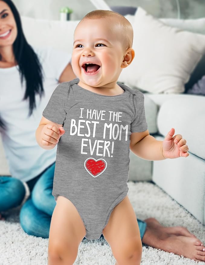 Tstars I Have the Best Mom Ever Baby Bodysuit Newborn Outfit Gift for Baby Shower or First Mother's Day