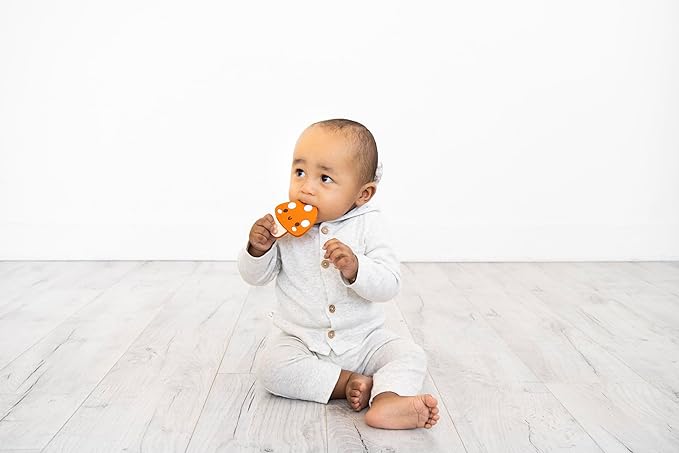 Pearhead Mushroom Silicone Baby Teether, Teething Toy for Babies 0+ Months, BPA Free Teether, Safe and Gentle Teething Relief