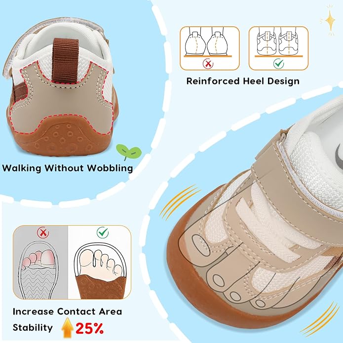 Scurtain Baby Shoes Boy Girl First Walking Shoe Infant Crib Breathable Sneakers Lightweight Barefoot Shoes for Babies
