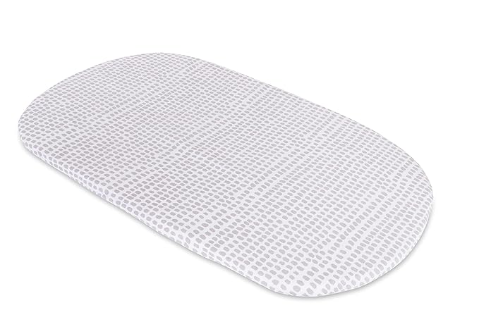 Ely's & Co. Patent Pending Waterproof Bassinet Sheet, No Need for Bassinet Mattress Pad Cover, 2 Pack Neutral Taupe Grey Splash & Stripes,for Baby Girl and Boy