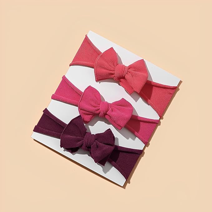 6pcs Nylon Headbands for Girls: Stretchy Knot Hair Bows, Double Layer Elastic Hairbands for Newborn, Infant, Toddler, Kids