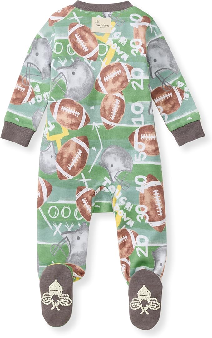 Burt's Bees Baby Boys Sleep and Play PJs, 100% Organic Cotton One-Piece Zip Front Romper Jumpsuit Pajamas