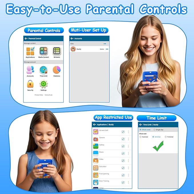 Kids Toys Smart Phone, 3.97" Touchscreen, Dual Camera with Stickers, 220+ Educational Puzzle Games, Toddler Learning Toys with Parental Control, Christmas Birthday Gifts for Kids Age 3-12