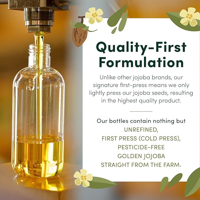 HobaCare Jojoba Baby Oil with Pump Dispenser – 100% Pure Natural Unrefined Unscented Hexane Free Cold Pressed Jojoba Oil for Baby Hair, Infant Skin, Scalp Moisturizing, Body Care Shower Gift (8.45 oz)