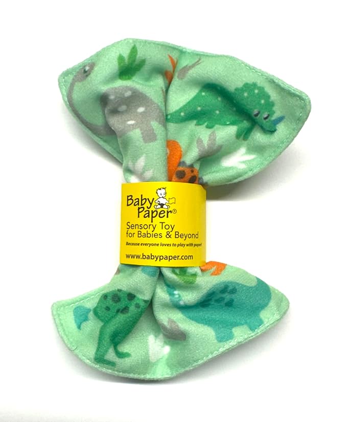 Original Baby Paper - Crinkle Teether and Sensory Toy for Babies and Infants | Dinosaur | Non-Toxic, Washable | Great for Baby Showers