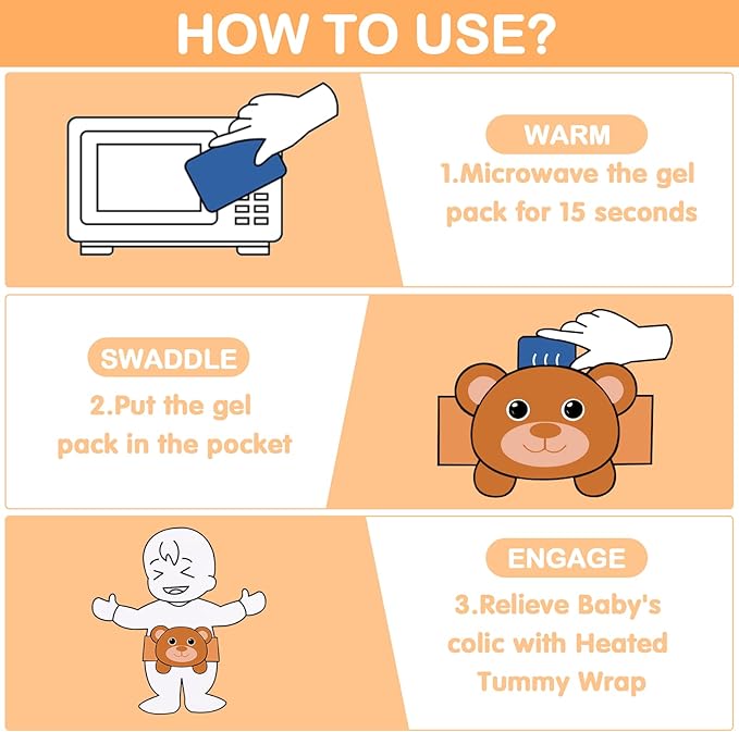 Baby Colic, Gas and Upset Stomach Relief - Heigoeost Newborns Heating Pad Colic Belly Belt for Babies Gas & Colic Tummy Relief, Baby Heated Tummy Wrap for Colic, Gas, Upset Stomach Infants Relief