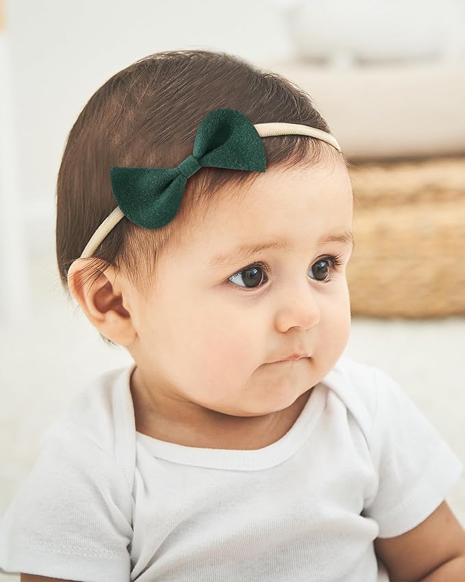 doboi 16PCS Baby Girl Headbands with Bows Baby Hair Bows Nylon Hairbands Handmade Woolen Fabric Hair Accessories for Newborn Infant Toddlers Little Girls and Kids