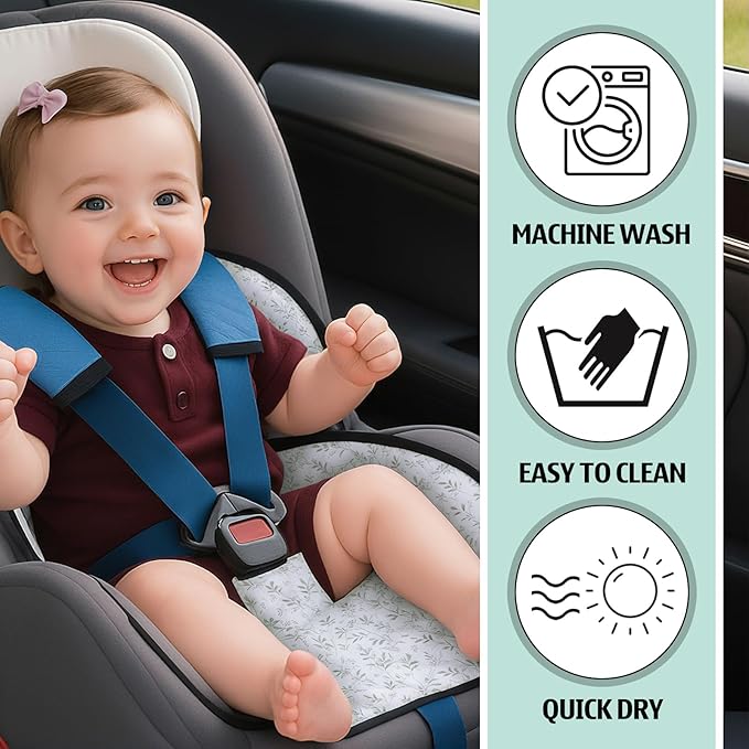 2 Pack Green Leaf Car Seat Protector for Potty Training Waterproof Piddle Pad Cover from Spillages Nappy Leaks Toilet Training Anti Slip Backing Strollers Carseat Liner for Toddlers Babies