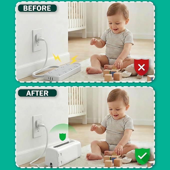 Babylush Power Strip Cover Box(1 Pack) 丨Outlet Covers Baby Proofing丨Outlet Cover Box丨Adjustable Length Childproof Outlet Cover丨Preventing Toddlers from Touching Sockets丨Fits Most Sockets.