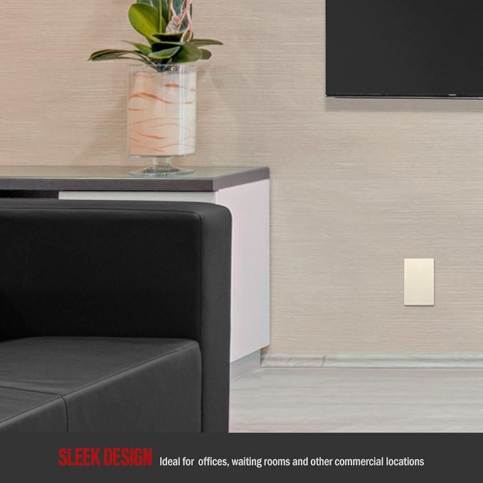 ENERLITES Screwless Blank Wall Plate, Child Safe Blank Device Outlet Cover, Standard Size, 1-Gang 4.68" x 2.93", Polycarbonate Thermoplastic, UL Listed, SI8801-LA, Glossy, Light Almond