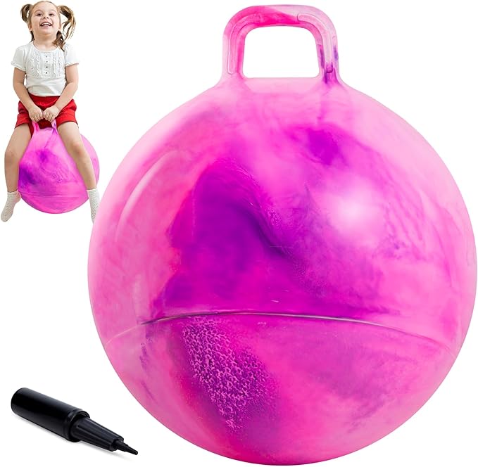Upper Rider 20 Inch Clouds Hopper Ball for Kids Ages 6-12, Purple Pink Bouncy with Handle, Extra-Large Inflatable Jumping Ball with Pump and Gift Box, Indoor Outdoor Balance Toy for Girls and Boys