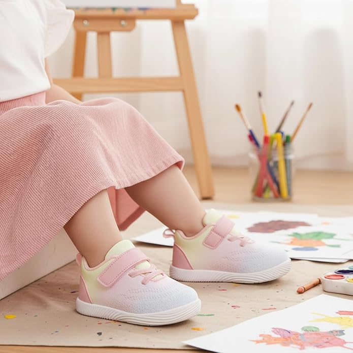 MORENDL Toddler Sneakers Baby Boys & Girls Barefoot Shoes Lightweight Breathable Walking Running Tennis Athletic Sport Shoes