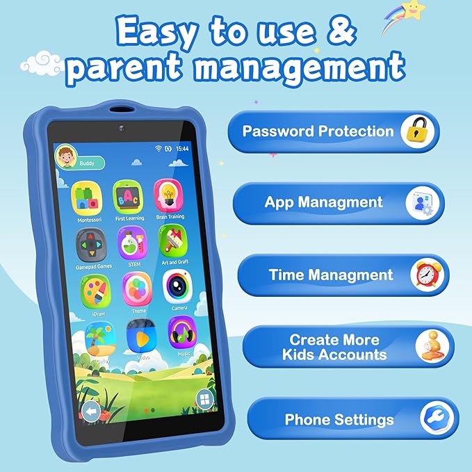 5.50" Touchscreen Kids Toys Smart Phone, Kids Phone with Games & Dual Camera, Toddler Toys Phone, Boys and Girls Learning Toy Phone for 3-9 Years Old (Blue)