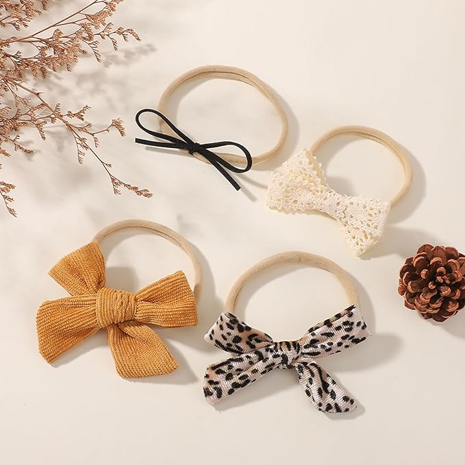 doboi 20PCS Baby Girls Hair Bows Headbands Soft Nylon Hairbands Elastic Hair Accessories for Newborns Infants Toddlers and Kids