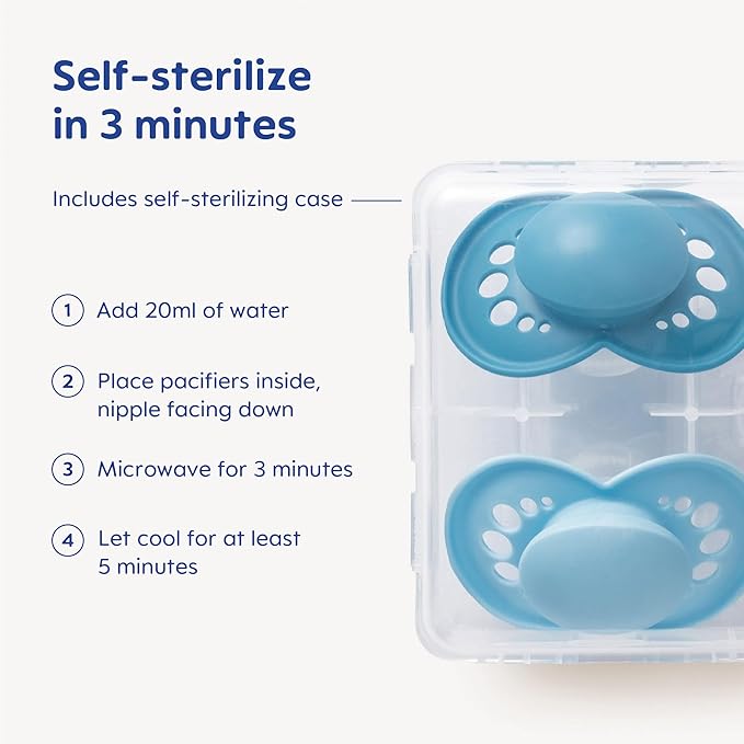 MAM Original Start Night Baby Pacifiers 0-3 Months Newborns, BPA-Free Skin Soft Silicone Nipple, Glows in The Dark, Developed with Medical Experts, 2 Count with Sterilizer Case