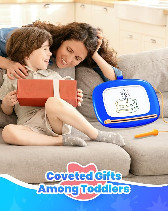Toddlers Toys Ages 1-3, Magnetic Drawing Board, Doodle Board Pad Learning and Educational Toys for 18 Months Baby, 1-3 Yr Kids Birthday Gifts - Dark Blue