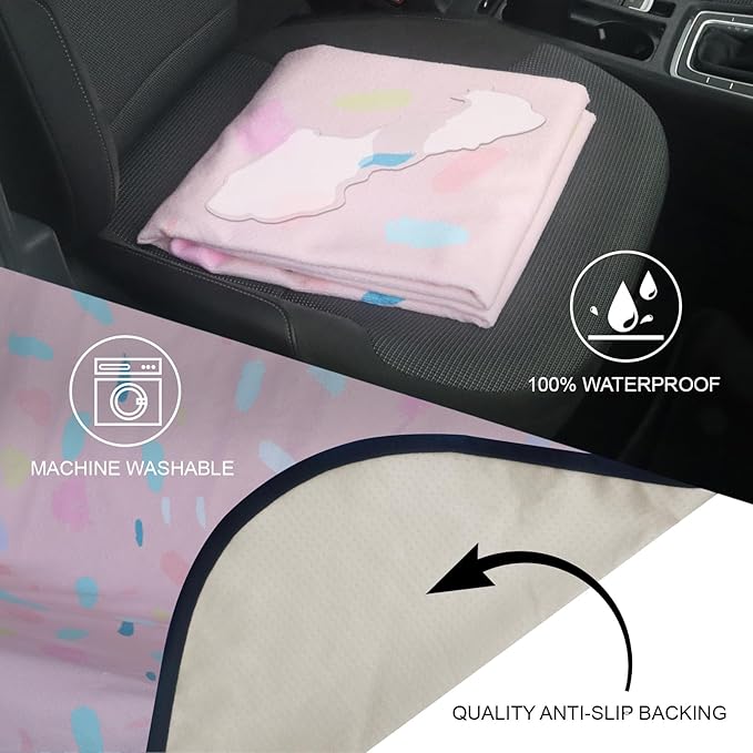 Back Seat Cover Protector for Dogs and Kids, Universal Waterproof Towel Rear Bench Seat Cover for Car, Truck, Van & SUV, Machine-Washable Backseat Car Covers (Pink Drops, 1pcs Rear Seat)
