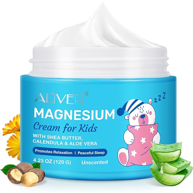 Magnesium Cream for Kids with Organic Shea Butter, Calendula & Aloe Vera | Promotes Relaxation & Peaceful Sleep | Unscented | 4.23 oz