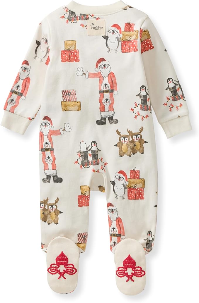 Burt's Bees Baby Boys Sleep and Play PJs, 100% Organic Cotton One-Piece Zip Front Romper Jumpsuit Pajamas