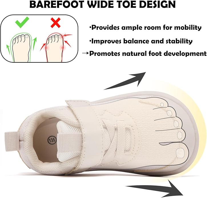 MORENDL Wide Toddler Shoes Baby Walking Shoes Boys & Girls Barefoot Sneakers Zero Drop Comfort Tennis Running Outdoor Activities