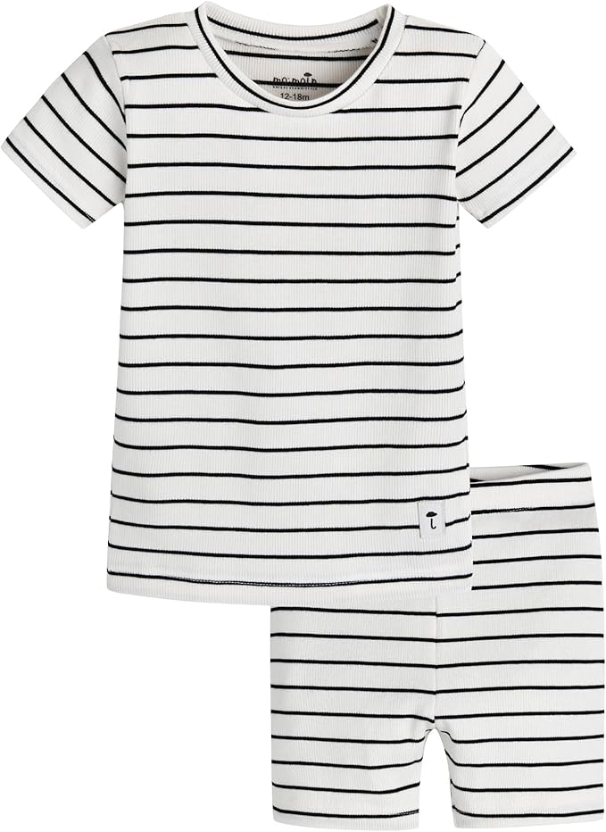 moimoln Stripe Pajamas Set 12M-8Y Ribbed Unisex Baby & Toddler, Soft Viscose, Snug-Fit, Everyday Sleepwear