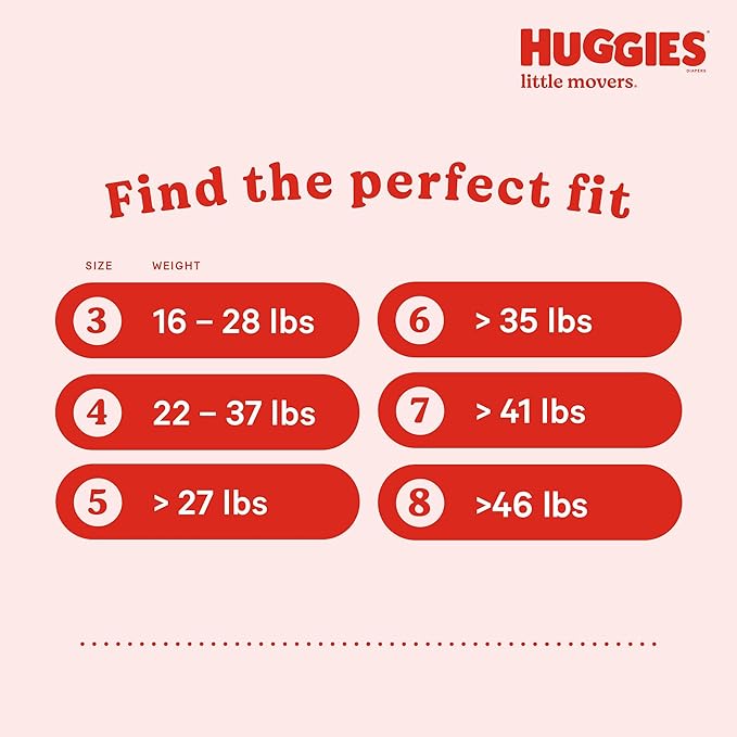 Huggies Size 8 Diapers, Little Movers Baby Diapers, Size 8 (46+ lbs), 38 Count