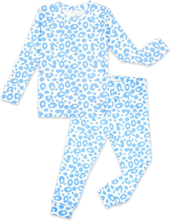 moimoln Baby Toddler Pajama Set Snug-Fit Cotton Modal Sleepwear, Leopard, Check & Solid Mix (6M-8Y, 1/2 Pack)