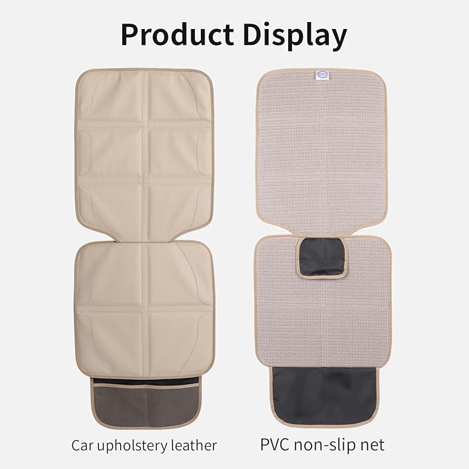 Car Seat Protector,Extra Thick Car Seat Covers Non-Slip Waterproof Mat Pad Leaving No Imprints Marks for Child Baby Pet Truck SUV Automobile (Beige-B)