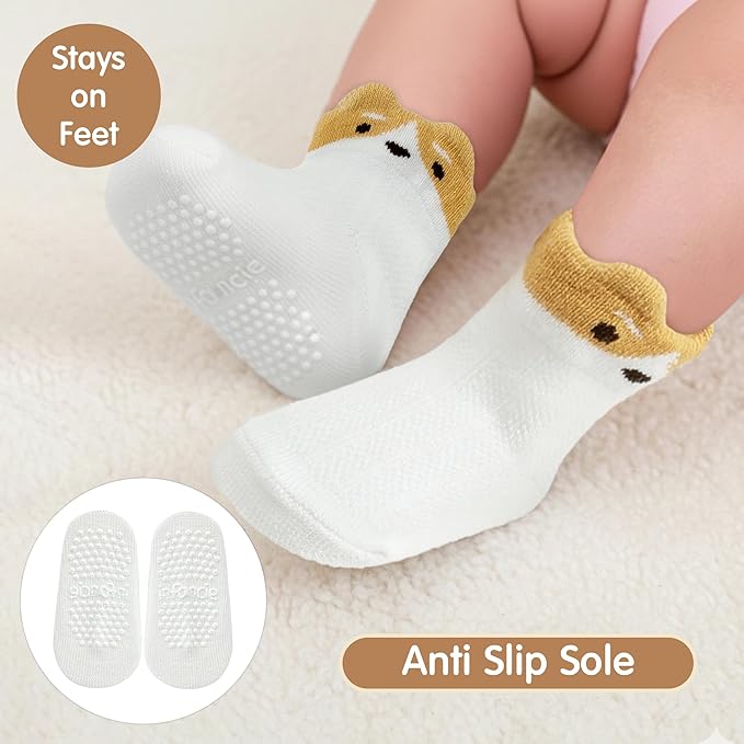 Organic Cotton Baby Socks 0-6 Months Soft for Infants Breathable, Newborn Socks Girls boys Animal Design