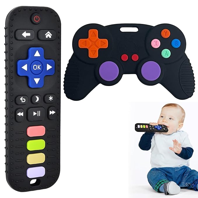 Silicone Teething Toys for Babies 3-6 Months, Teethers for Babies 6-12 Months, Remote Control Teething Toy, Sensory Toy for Baby, Baby Chew Toys for Teething Relief