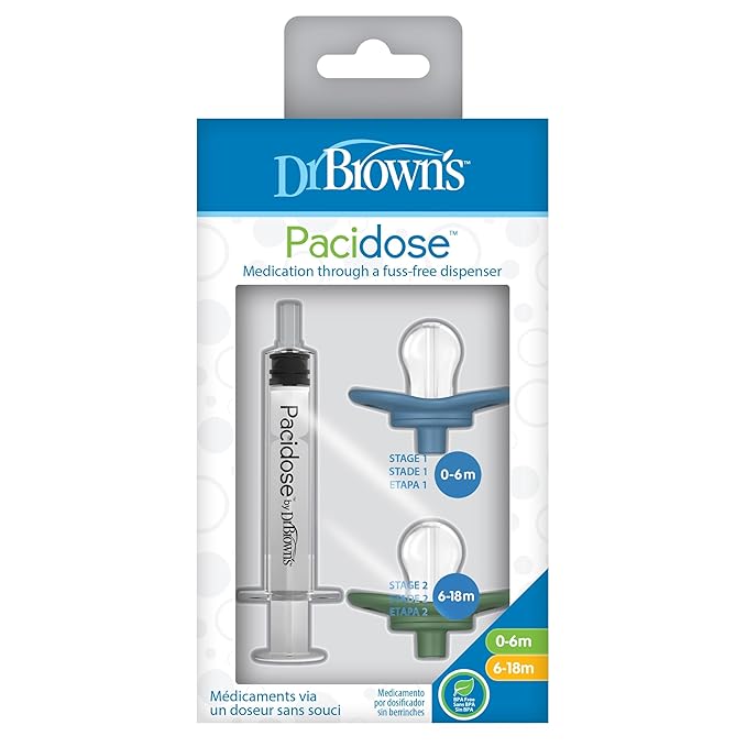 Dr. Brown's Pacidose Liquid Medicine Dispenser for Babies and Toddlers,Oral Syringe & Two Bulb Sizes,0-6 m-and 6-18 m,BPA-Free,(Pack of 5)