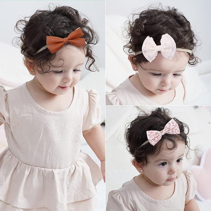 doboi 20PCS Baby Girls Hair Bows Headbands Soft Nylon Hairbands Elastic Hair Accessories for Newborns Infants Toddlers and Kids