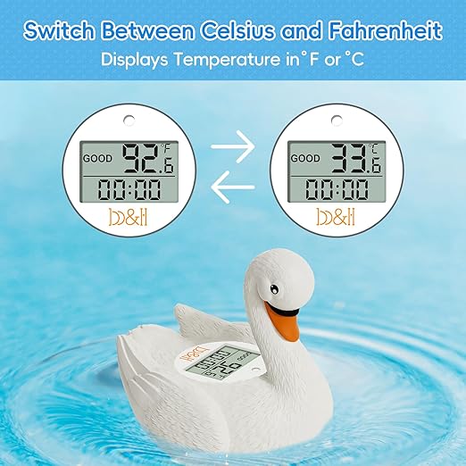 b&h Baby Bath Thermometer, Swan Digital Infant Bathtub Thermometer - Reliable Temperature Readings - Easy to Read Screen - Waterproof, Safe Floats in Water Toy, Newborn Must Haves